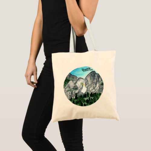 Yosemite National Park Watercolor Painting Art Tote Bag