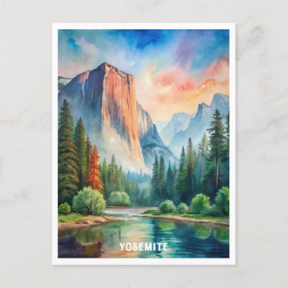 Yosemite National Park Watercolor Painting Postcard