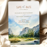 Yosemite National Park Watercolor Save the Date