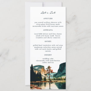 Yosemite National Park Watercolor Wedding Menus Invitation