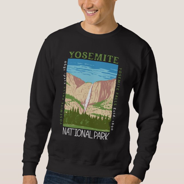 Yosemite National Park Waterfall Distressed Retro Sweatshirt (Front)