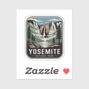 Yosemite National Park Waterfall Vintage Badge Sticker