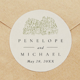 Yosemite National Park Wedding Favor Classic Round Sticker