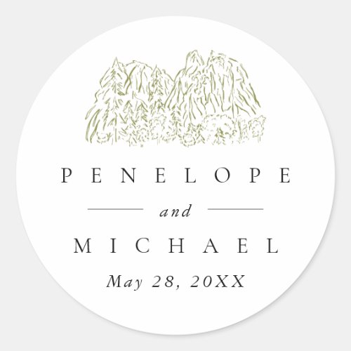 Yosemite National Park Wedding Favor Classic Round Sticker