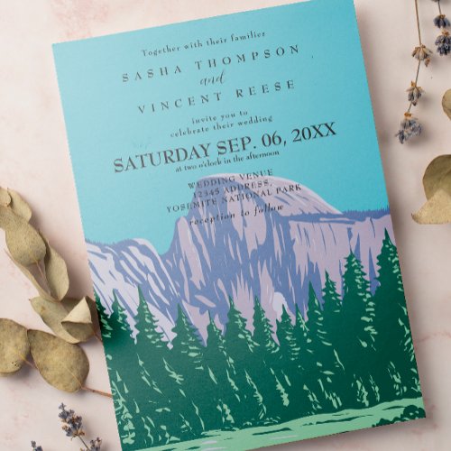 Yosemite National Park Wedding Invitation Retro