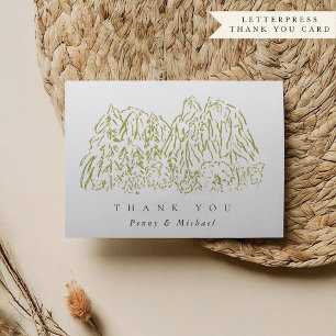 Yosemite National Park Wedding Letterpress Thank You Card