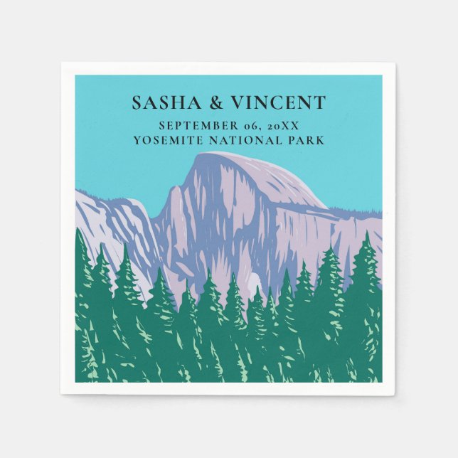Yosemite National Park Wedding Retro Napkins (Front)