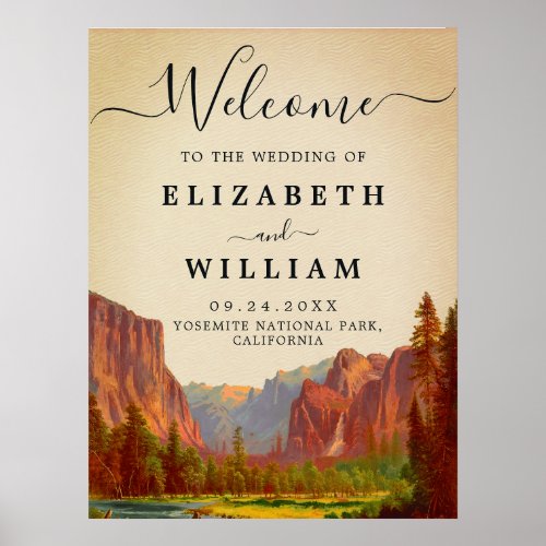 Yosemite National Park Wedding Vintage Welcome Poster