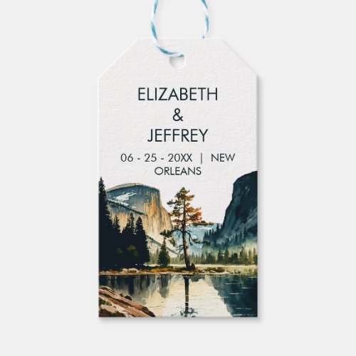 Yosemite National Park Wedding Watercolor Gift Tags