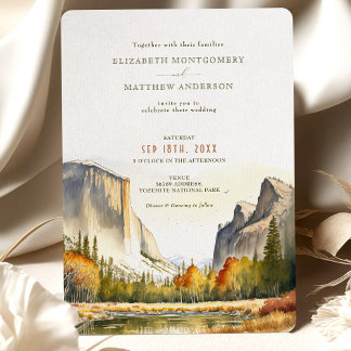 Yosemite National Park Wedding Watercolor Invitation