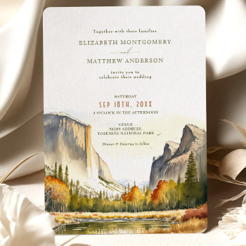 Yosemite National Park Wedding Watercolor Invitation by DIYPaperBoutique at Zazzle