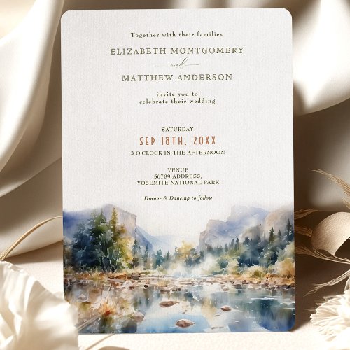 Yosemite National Park Wedding Watercolor Invitation