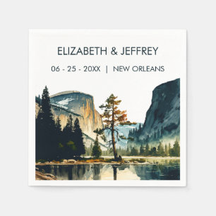 Yosemite National Park Wedding Watercolor Napkins