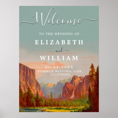 Yosemite National Park Wedding Watercolor Welcome Poster