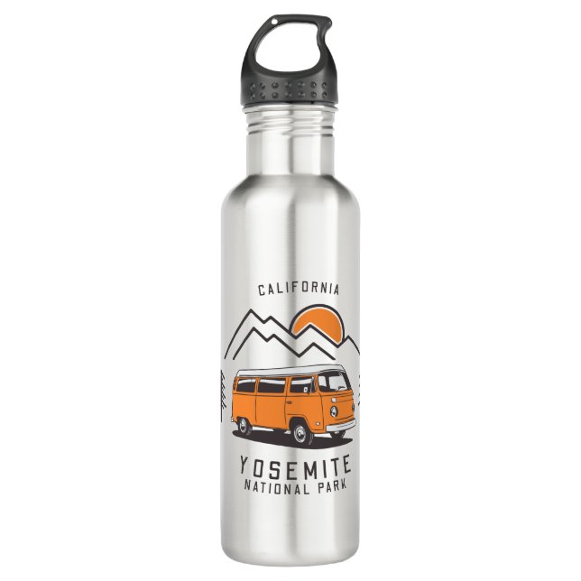 Yosemite Park Road Trip Stainless Steel Water Bottle (Front)