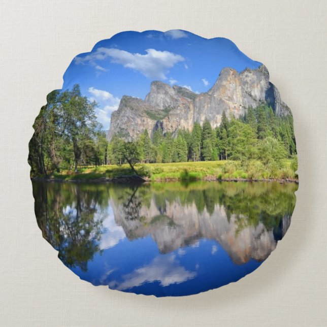 Yosemite Reflection Round Pillow (Front)