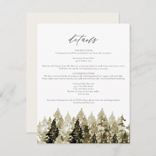 YOSEMITE Rustic Watercolor Pine Tree Details Card