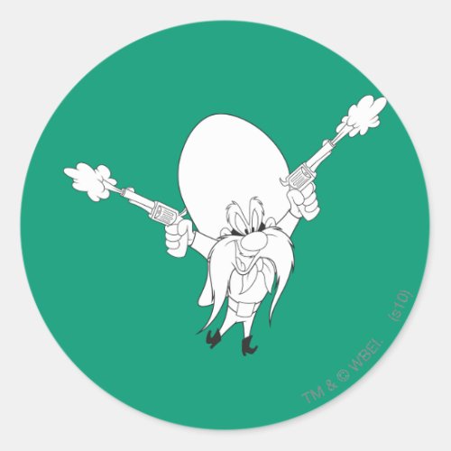 Yosemite Sam Guns Blazing Classic Round Sticker