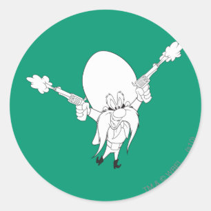 Yosemite Sam Guns Blazing Classic Round Sticker