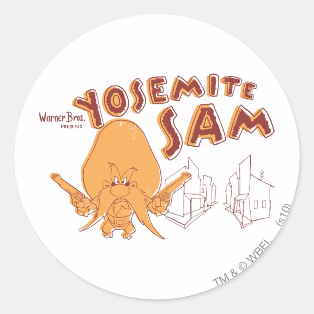 Yosemite Sam Warner Bros. Presents Classic Round Sticker (Front)