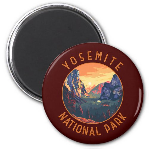 Yosemite Sunset National Park Retro Distressed Magnet