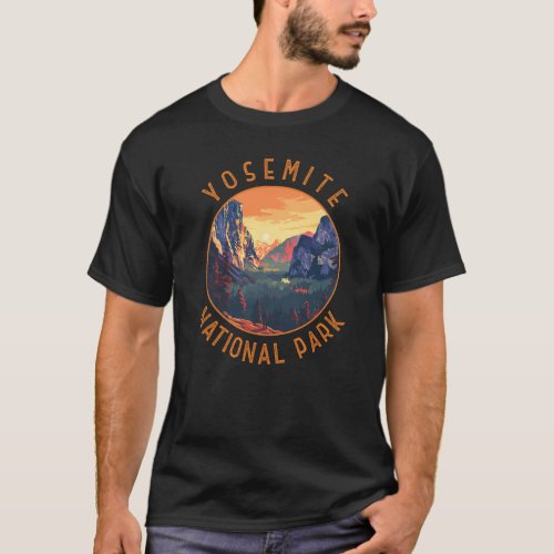 Yosemite Sunset National Park Retro Distressed T_Shirt