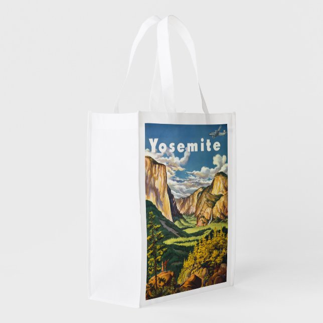 Yosemite Travel Art Grocery Bag (Back Side)