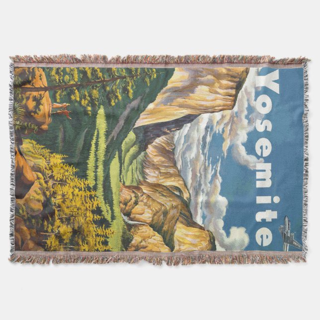 Yosemite Travel Art Throw Blanket (Front)