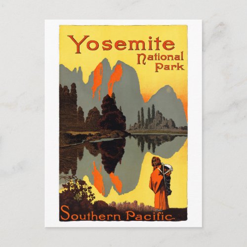 Yosemite USA Vintage Travel Poster Restored Postcard
