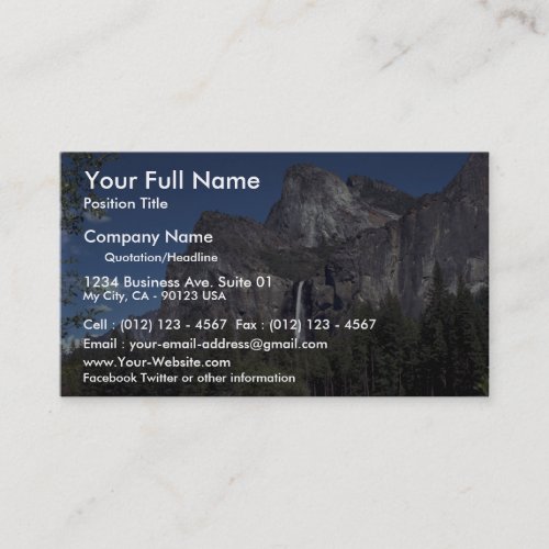 Yosemite Valley Falls, USA Business Card Template