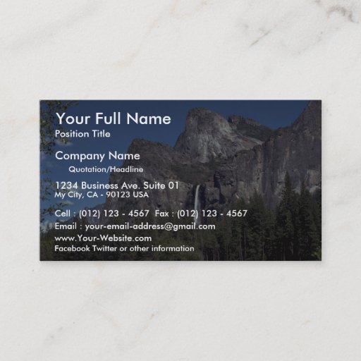 Customizable Yosemite Valley Falls, USA Business Card Template