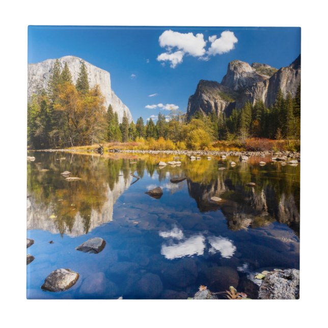 Yosemite Valley in Fall Ceramic Tile (Front)