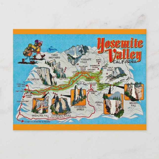  Yosemite Valley Map Postcard (Front)