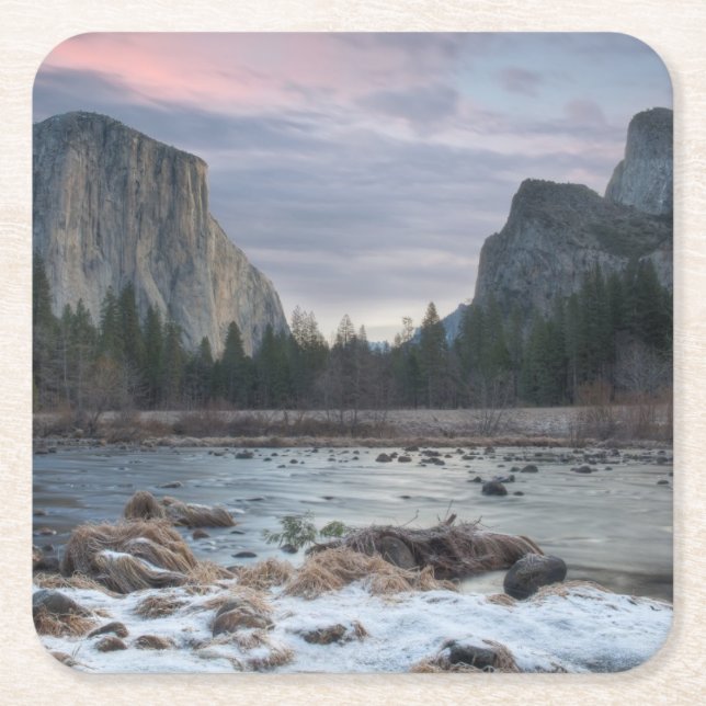 Yosemite Valley Square Paper Coaster (Front)