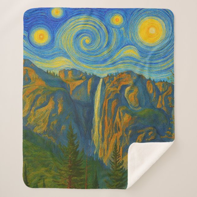 Yosemite Valley Yosemite National Park ala van Gog Sherpa Blanket (Front)