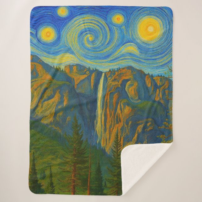 Yosemite Valley Yosemite National Park ala van Gog Sherpa Blanket (Front)