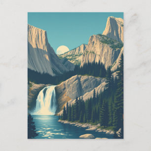 Yosemite Waterfall California Vintage Retro Postcard