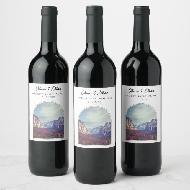 Yosemite Wedding Favor Personalized Wine Label (Bottles)