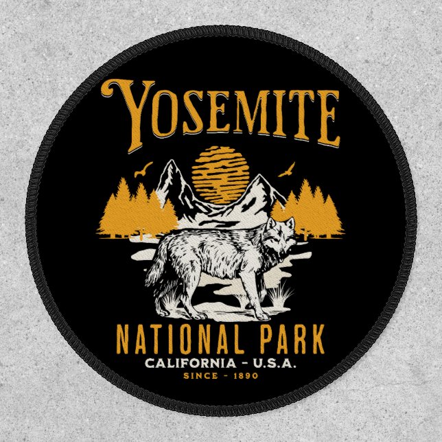 Yosemite Woodland Scenery with Retro Wolf Patch (Front)