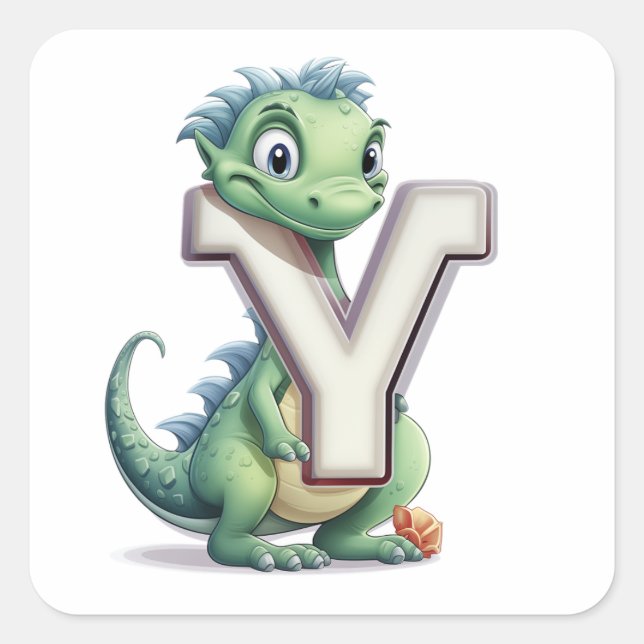 Yoshi the Young Dragon Square Sticker (Front)