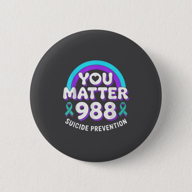 You 988 Suicide Prevention Awareness Rainbow Ribbo Button (Front)