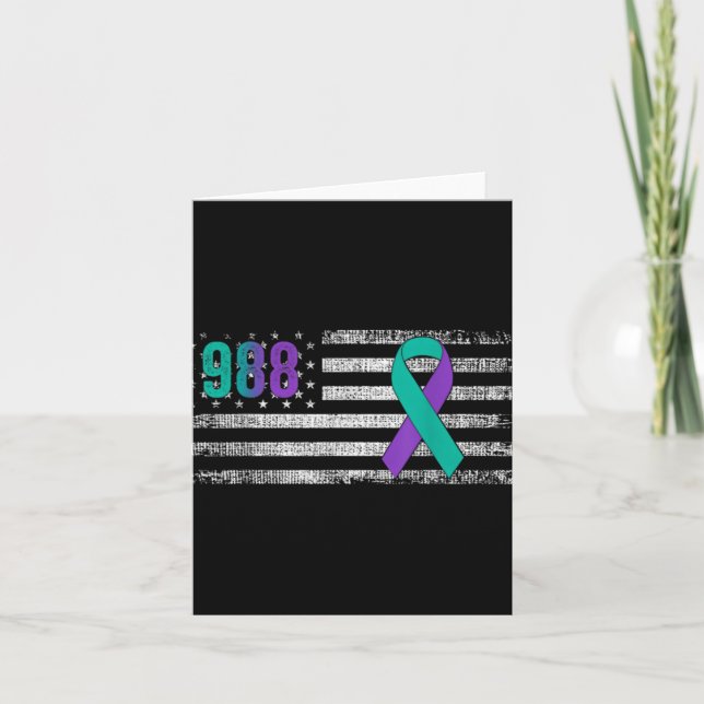 You 988 Suicide Prevention Awareness Ribbon  Card (Front)