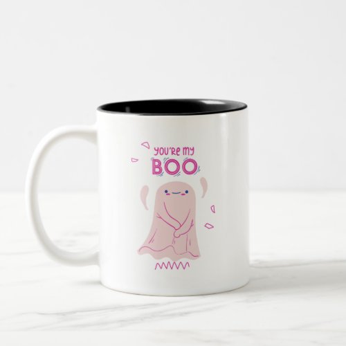 You AAre My BOO Cute Spooky Ghost Purple Pink  Two_Tone Coffee Mug