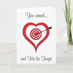 YOU AIMED AND HIT THE TARGET-MY HEART LETTERPRESS THANK YOU CARD