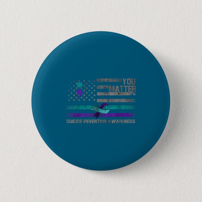 You American Flag Suicide Prevention Awareness  Button (Front)