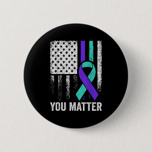 You American Flag Teal Purple Men Mental Health Button