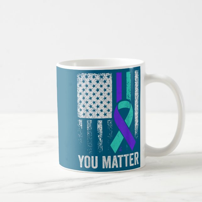 You American Flag Teal Purple Men Mental Health  Coffee Mug (Right)