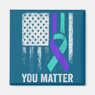 You American Flag Teal Purple Men Mental Health  Magnet