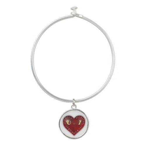 You and I _ alphabet game on a red heart Bangle Bracelet