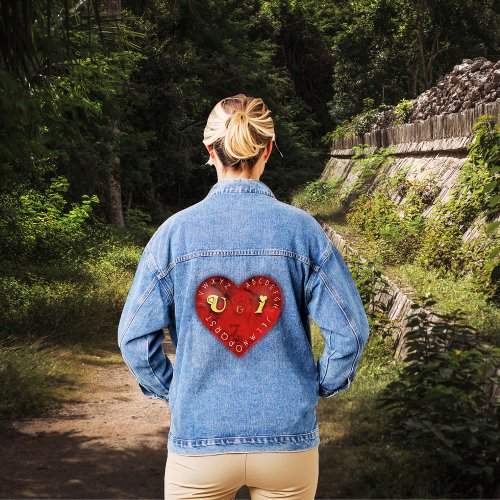 You and I _ alphabet game on a red heart Denim Jacket